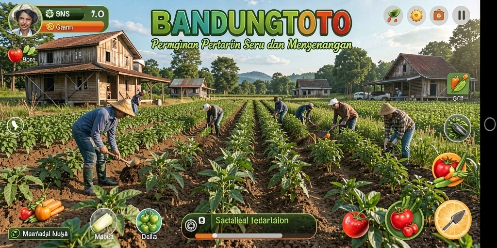 Screenshot BANDUNGTOTO menampilkan aktivitas bercocok tanam yang seru.