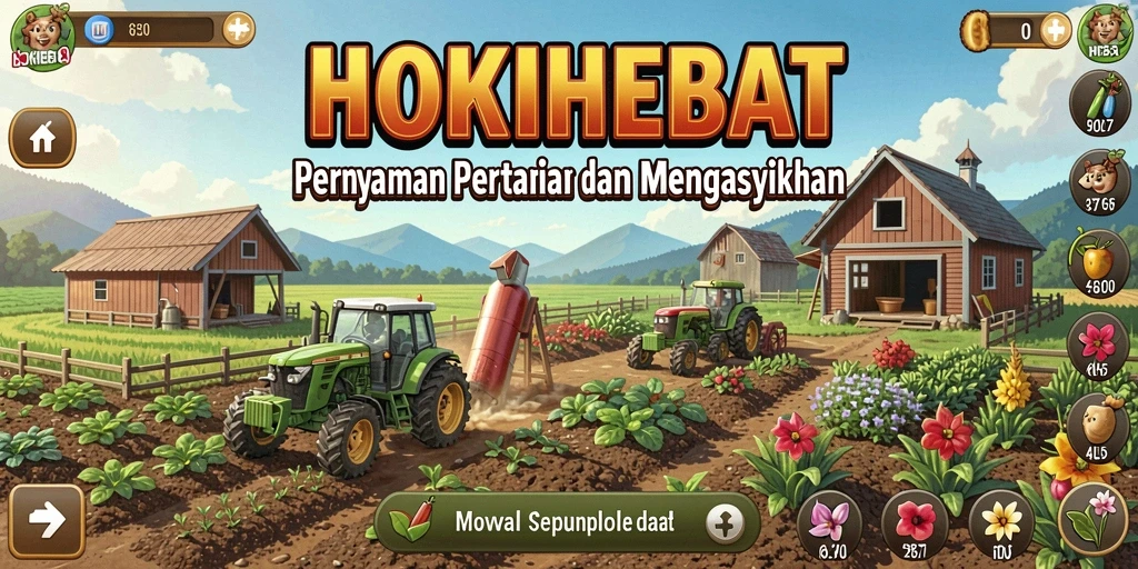 Tampilan menarik dari gameplay HOKIHEBAT di ladang yang subur.
