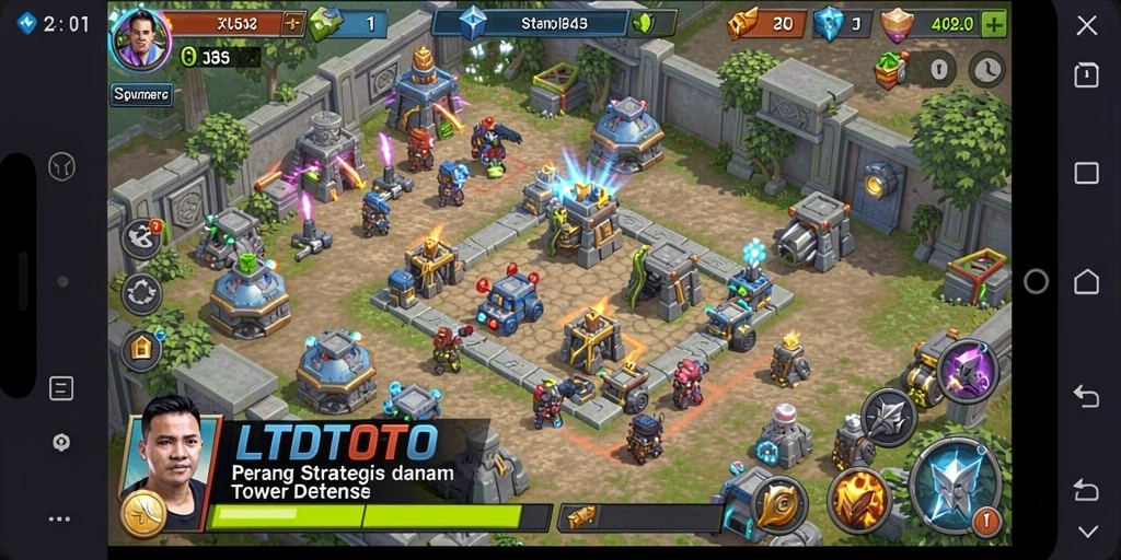 Tampilan menara pertahanan yang strategis di LTDTOTO.