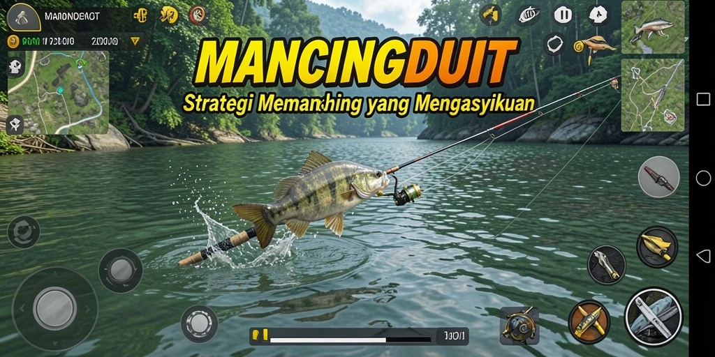 Screenshot MANCINGDUIT menampilkan gameplay strategis dan seru saat memancing.