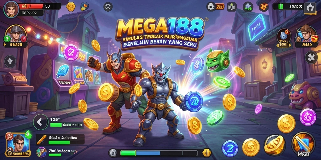 Screenshot utama MEGA188 menampilkan gameplay simulasi yang realistis dan menarik.