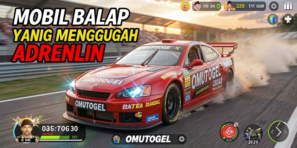 Tampilan gameplay balap mobil yang mendebarkan di OMUTOGEL.