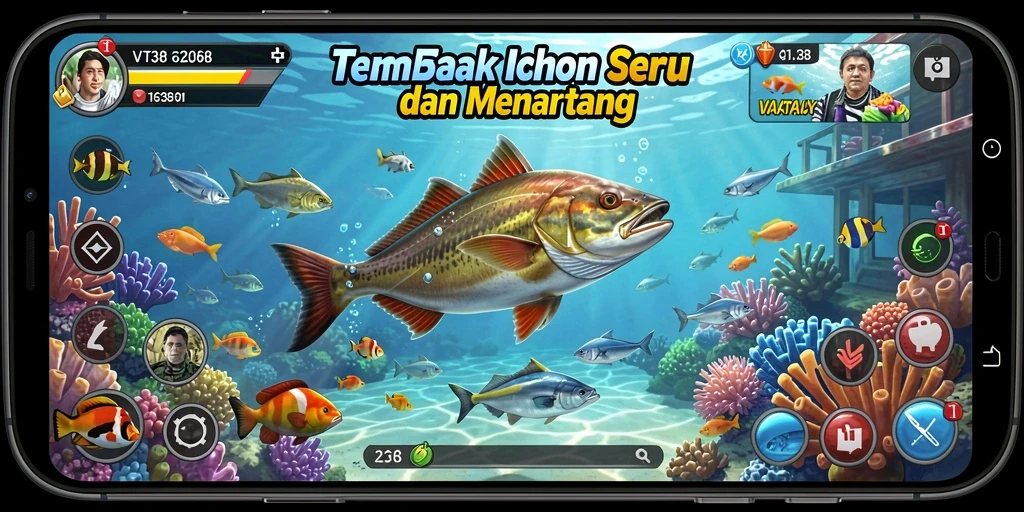 Tampilan gameplay Tembak Ikan yang seru dan penuh warna.