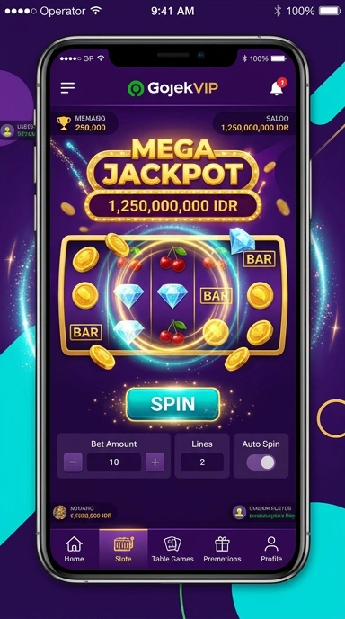 Tampilan utama aplikasi gojekvip dengan berbagai pilihan program.